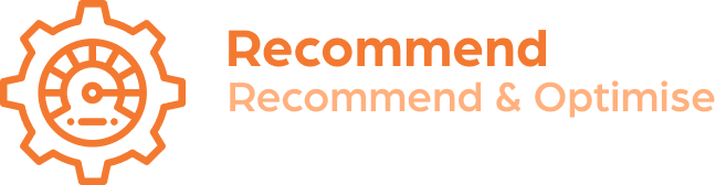 recommend and optimise logo with cog icon